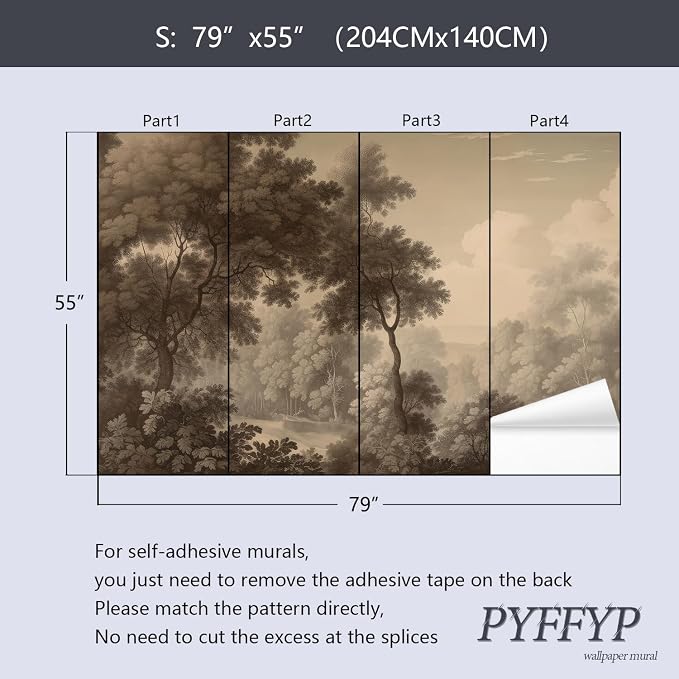 PYFFYP-Retro Tropical Jungle Peel and Stick Wallpaper murals for Bedroom - Image 6