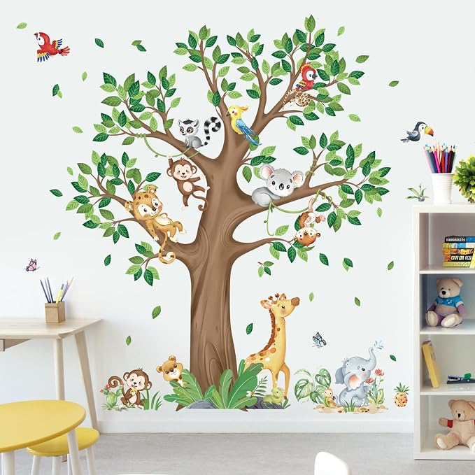 decalmile Jungle Animal Tree Giraffe Koala Wall Decals Stickers (XL) - Image 3