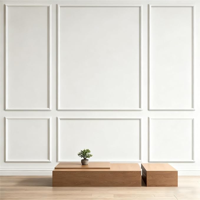 Accent Peel and Stick Wall Molding Kit Frame Pre Cut Moulding Panels | (50"x40"x20") White Self Adhesive Board and Batten Wall Panel kit Ready to Assemble Art Decorative Arch Wall Molding by Abyssaly