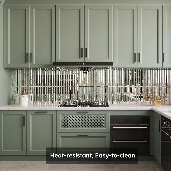 Diflart Beveled Mirror Backsplash Tiles for Kitchen, Mirror TIile for Bathroom Accent Wall (Antique, 12x12 Inch) - Image 4
