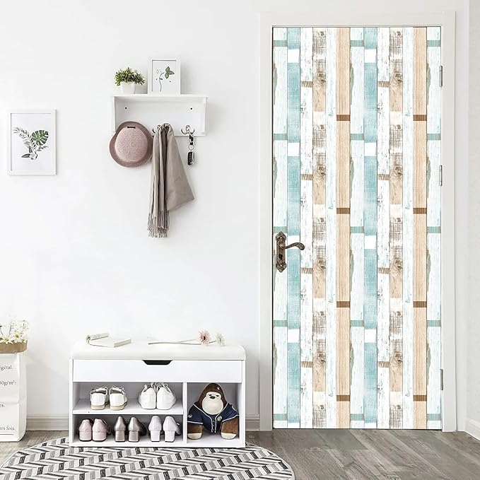 Yun-aeon Natural Wood-Light Blue Contact Paper Peel and Stick Wallpaper | 17.3"x 1200"Self Adhesive Removable Vintage Faux Wood Wall Paper Plank Shelf Home Decoration Kitchen Counter Cover - Image 8