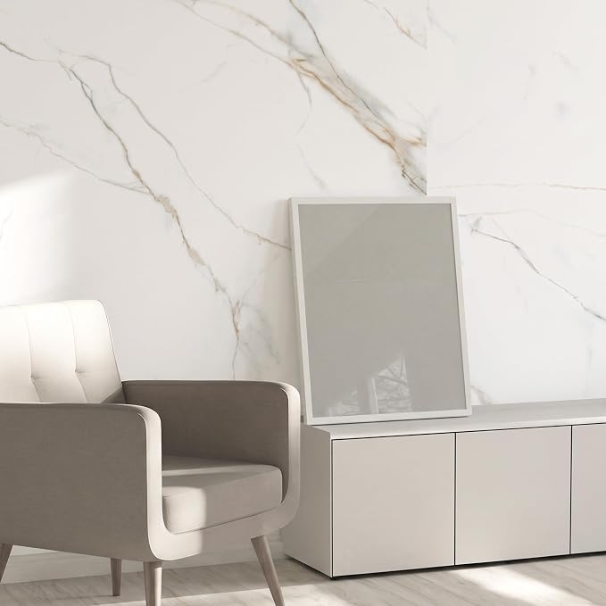 Marble Peel and Stick Waterproof Wall Paneling, 118" x 47" Statuario Gold Matte Finish Self-Adhesive Backsplash Tile Vinyl Wall Panel for Kitchen Bathroom Wall Decor, Covers 38.75 Sq. Ft. - Image 9
