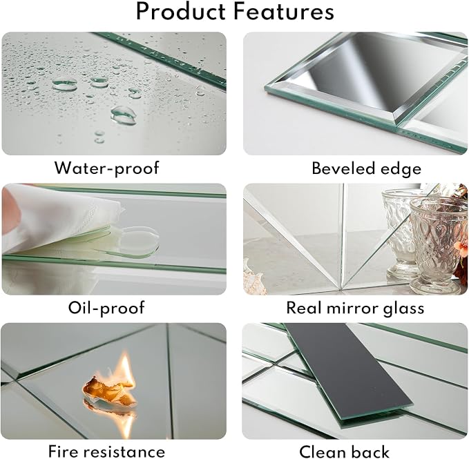 Lovdeco Mirror Subway Tile, Beveled Mirror Backsplash 3x6 Inch for Kitchen Bathroom Wall (40 Pcs, 5 SQ.FT.) - Image 5