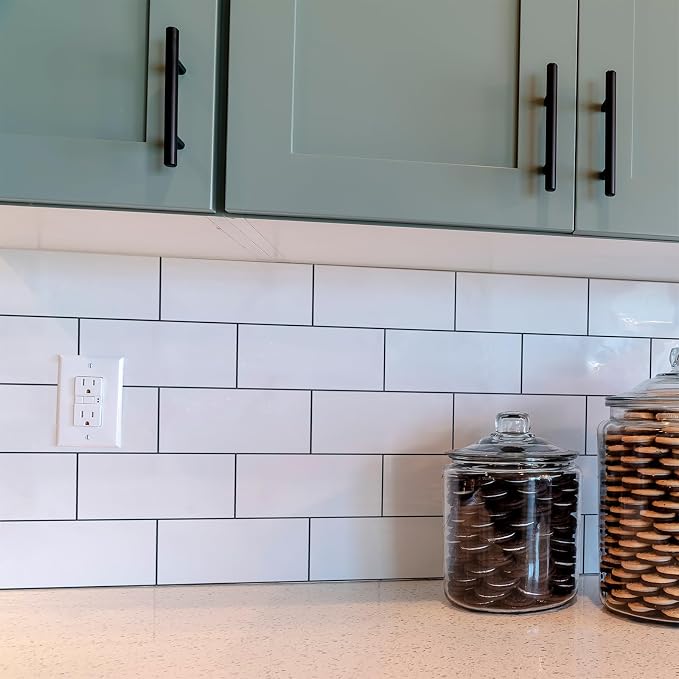 StyloVue 100 Pieces Peel and Stick Backsplash for Kitchen, 3" x 6" PVC Subway Tile, Glossy White with Dark Gray Grout, Self Adhesive Stick on Wall Tiles for Kitchen, Bathroom, Fireplace, RV - Image 7