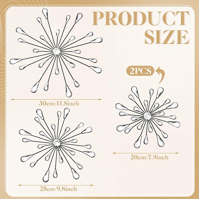 Hicarer 4 Pcs Starburst Wall Decor, Metal Wall Art, Black - Image 3