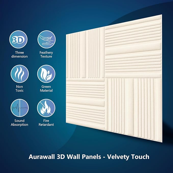 Velvet 3d wall panels for Interior wall Decor peel and stick, Soundproof Geometric Textured 3d Wall Panels for Living Room, Bedroom, TV Background Cream White 17.7" x 17.7", Cover 26.15 Sq.Ft - Image 5