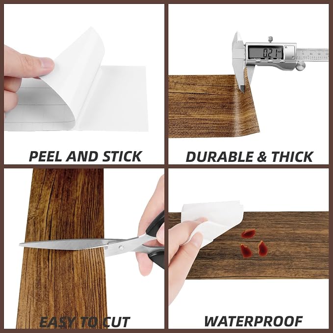 Decotalk 3"x236" Wood Border Wallpaper Peel and Stick Wood Grain Wallpaper Self Adhesive Wall Paper Removable Mirror Frame Border Wood Frame Mirror Vinyl for Bedroom Home Decor - Image 7