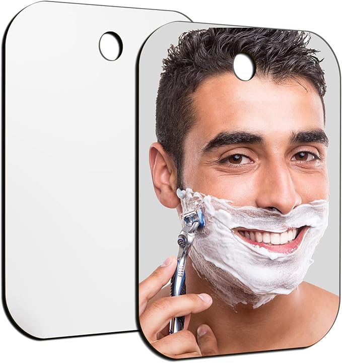 Shower Mirror Fogless for Shaving, 6 x 4 inches Small Mirror for Wall Camping, Frameless Portable Hanging Travel Mirrors, Unbreakable Handheld Locker, Makeup Plastic, Anti Fog Shave Mirrors, Bathroom by Unknown