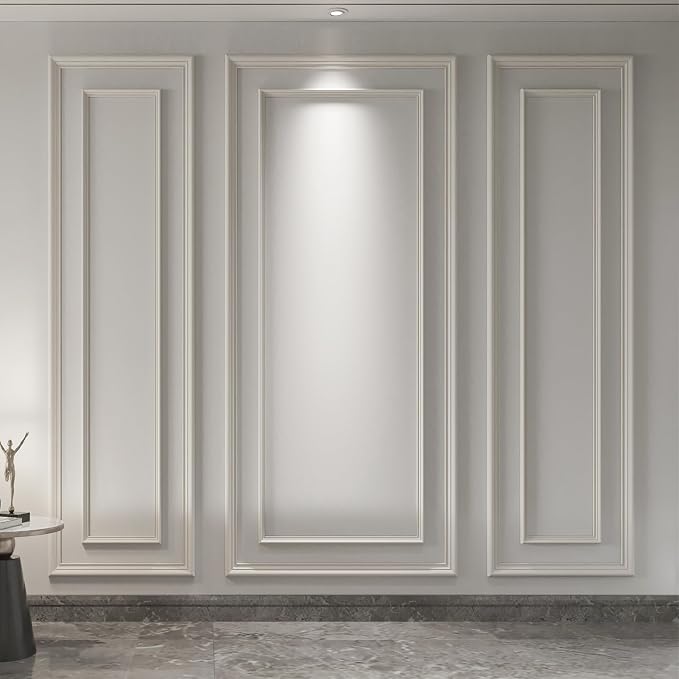 Art3d Premade Bilinear Frame Molding Set, Wainscoting Panels, 3 Whole Frame | Polystyrene, Lightweight, Effortless Installation, Shock-Resistant, Long-Lasting, Ideal for Living Rooms, Bedrooms by Art3d