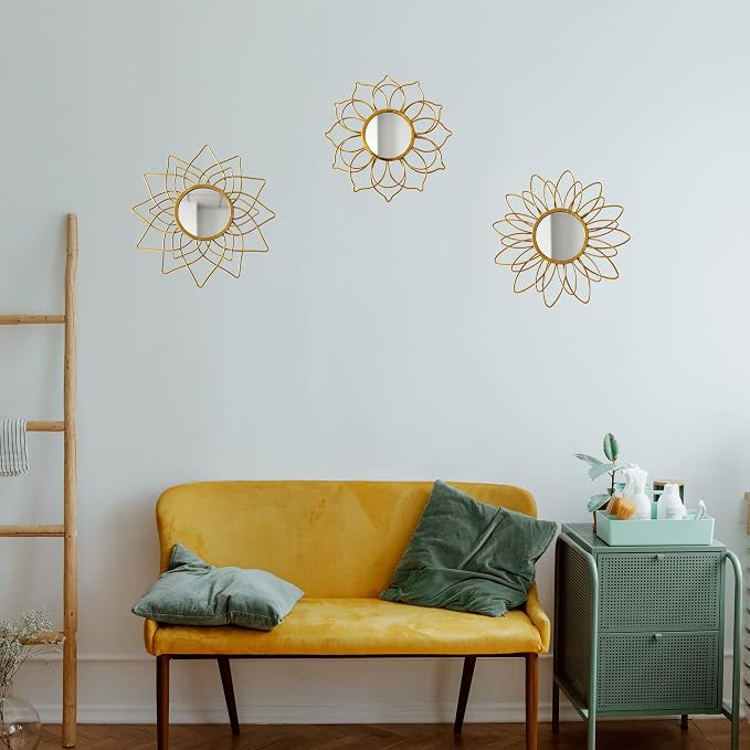 Champagne Gold Round Mirrors for Wall, Decorative Mirrors for Wall Decor - Image 7