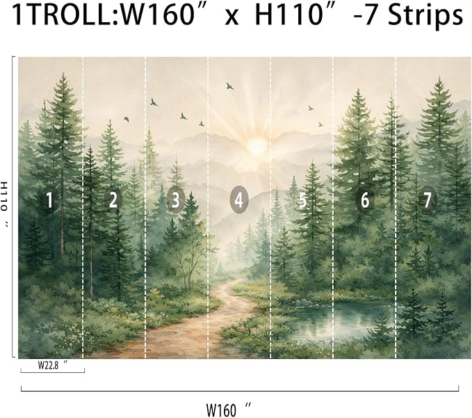Pine Forest Wall Murals Peel and Stick Canvas Wallpaper | Large Removable Woodland Mural for Living Room Bedroom Office Home Decor and Accent Walls in Multiple Standard Sizes - Image 8