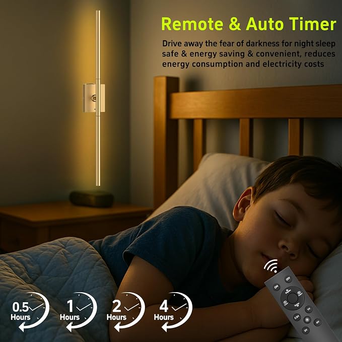 iThird Battery Operated Wall Sconces Set of 2, 10000mAh, Gold | remote control and 360° rotation, for picture display TV wall mirror bedroom or living room home decor - Image 7
