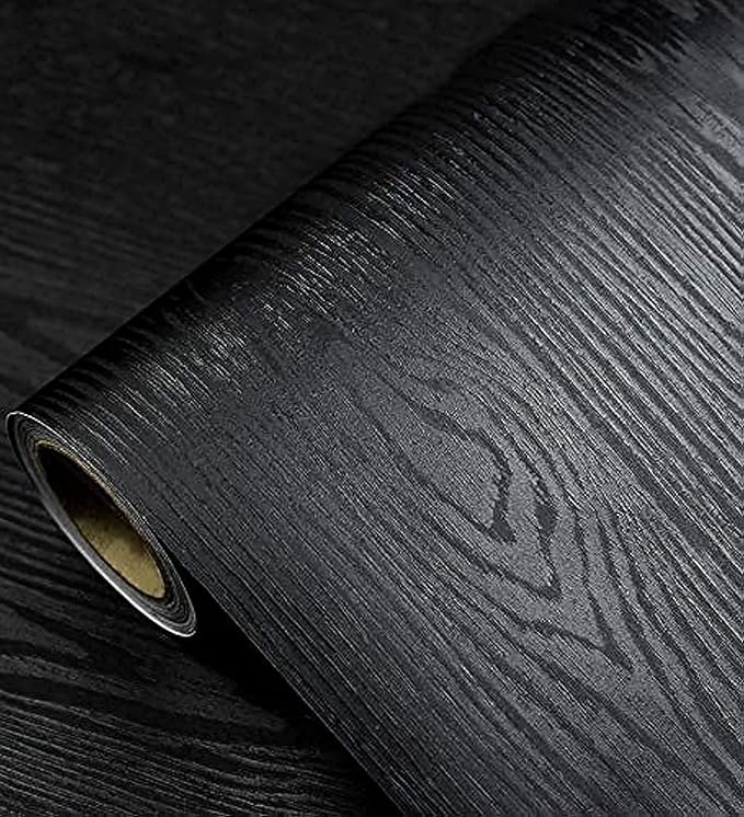 tiltil Black Wood Peel and Stick Wallpaper Wood Contact Paper 17.7" × 590" | Self-Adhesive Wallpaper Removable Waterproof Wall Paper Vinyl for Countertop Furniture Kitchen Countertop Easy to Clean by TilTil