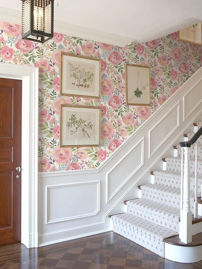 Orainege Peel and Stick Wallpaper Peony Floral Wallpaper Self Adhesive | 16.9in x118.1in Floral Wallpaper Contact Paper Waterpoof Wall paper for Bedroom Living Room Decor, Easy to Install - Image 4