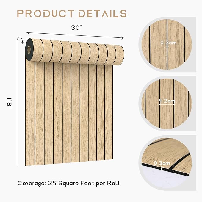 VEELIKE 30''x118'' Large Roll Wood Slat Wall Panel Peel and Stick Light Oak Slat Wallpaper for Bedroom Living Room Self Adhesive Foam Slat Wood Panels for Interior Wall Decor Ceiling TV Background - Image 8