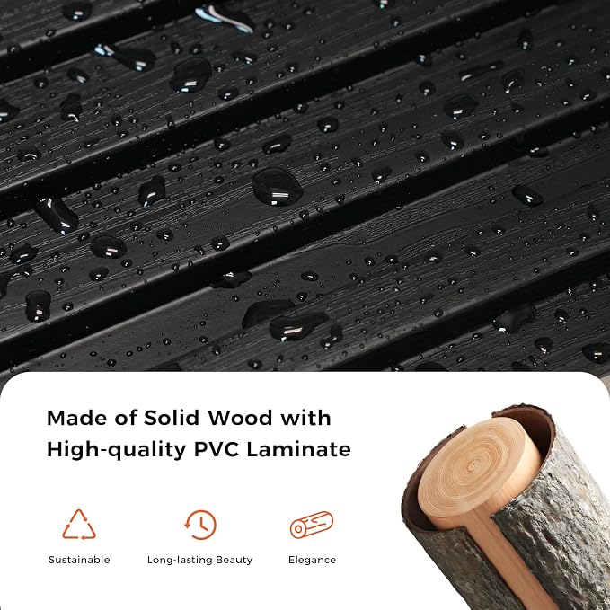 Slat Wall Panel 4-Pack, 118’’x5.7’’, Black | Real Wood Material, with 2Pcs End Trims, Wood Wall Panel for Interior Wall Decor, Bedroom, Living Room, TV Background - Image 2