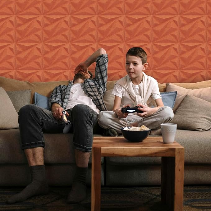 Art3dwallpanels Acoustic Panels, Orange Red, 20 Pack, 12" X 12" | Soundproof Wall Panels, Sound Dampening Panels, 3D Wall Panels, Sound Absorbing Panels, Without Tape - Image 8