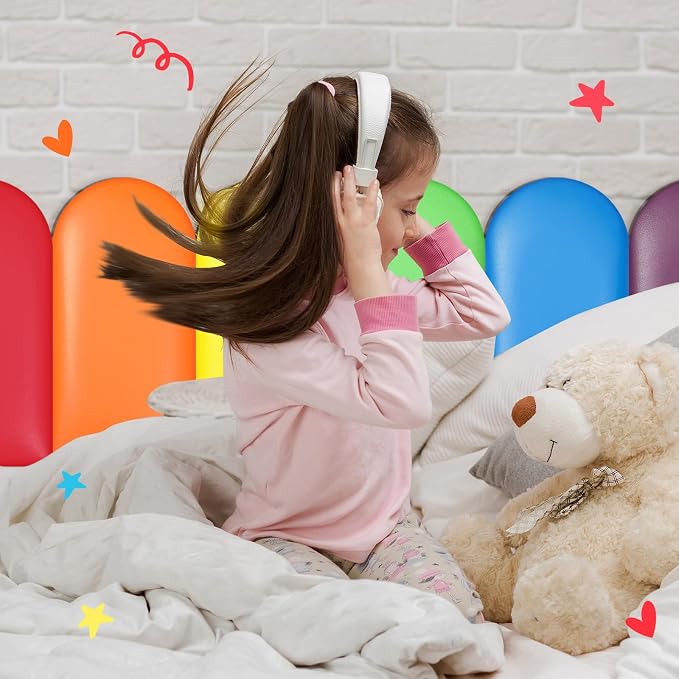 Jetec 12 Pcs Kids Wall Padding Panels, 1.18 Inch Thick Foam Wall Protector, 15.75 x 7.87 Inch Soft 3D Rainbow Safety Panels for Nursery & Playroom - Image 5