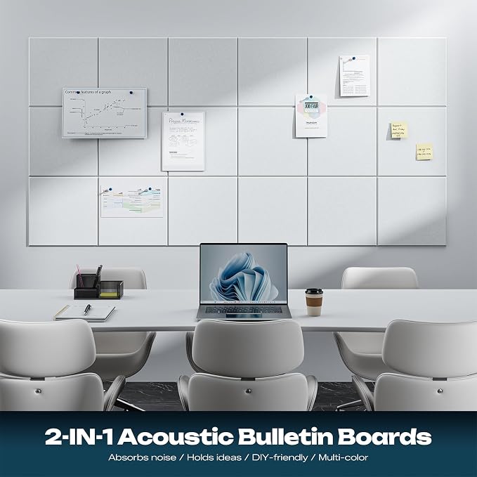 Sonicism 8 Pack Acoustic Wall Panels with Self-Adhesive, 12" X 12" X 0.4" Sound Proof Foam Panels, Decorative Soundproof Wall Panels, Sound Proof Absorbing Tiles for Home & Offices, White - Image 3