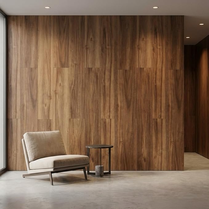 Peel and Stick Wall Panels, Easy Self Adhesive Vinyl Tiles Wall Planks, Farmhouse Wood Grain Shiplap for Kitchen Bedroom Interior WallDecor (12 pcs/18.1 Sq Ft/Box) (Horse Brown Smoked Wood) - Image 5
