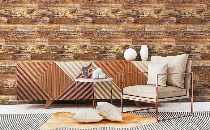 Yun-aeon Natural Wood-Brown Contact Paper Peel and Stick Wallpaper | 17.3"x 236"Self Adhesive Removable Vintage Faux Wood Wall Paper Plank Shelf Home Decoration Kitchen Counter Cover - Image 8
