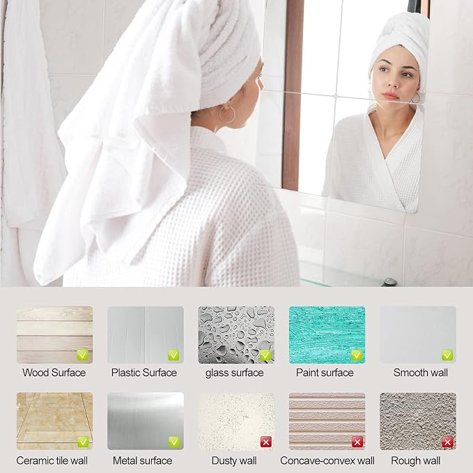 4 Pieces Flexible Cut to Size Mirror Sheet 6" x 9", Self Adhesive Non Glass Mirror Stickers PETG Plastic Mirror - Image 3