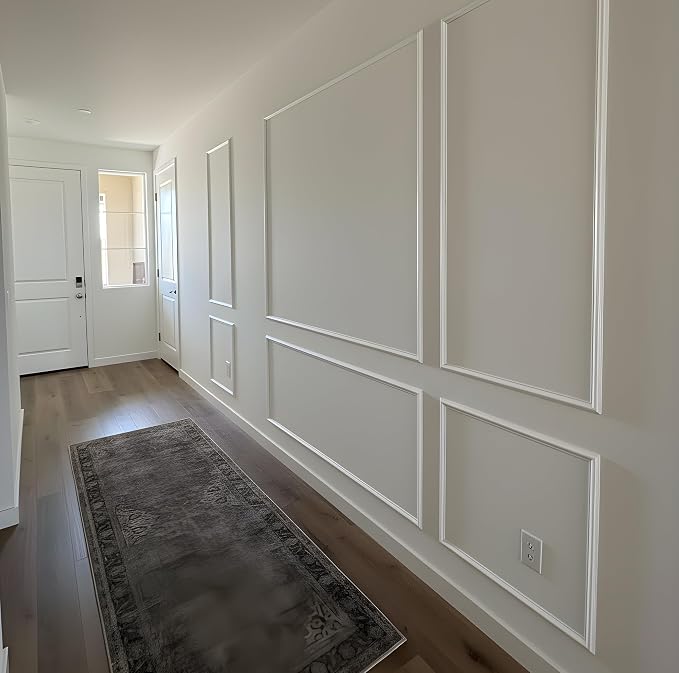 Pre-Cut Peel and Stick Wall Molding Kit Wainscoting Trim- Self Adhesive Premade Accent Panel Chair Rail for Interior Moulding Home Decor Accent Wall Set of 6 pcs - 3 Top 3 Bottom, Ready to Assemble - Image 3