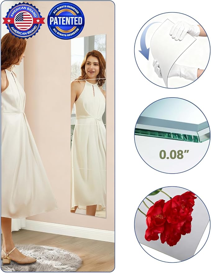 4 Pcs 16" x 16" Acrylic Flexible Mirror Sheets, Peel and Stick Mirror Tiles on Mirrors for Wall, Full Length Body Mirror for Home Gym, Bedroom, Door and Bathroom Decor - Image 5