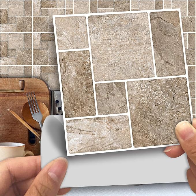 Alwayspon 25 Pcs Self-Adhesive Peel and Stick Tile Decal, Water-Proof Backsplash Wall Tile Sticker for Kitchen Bathroom, 6x6inch by Alwayspon