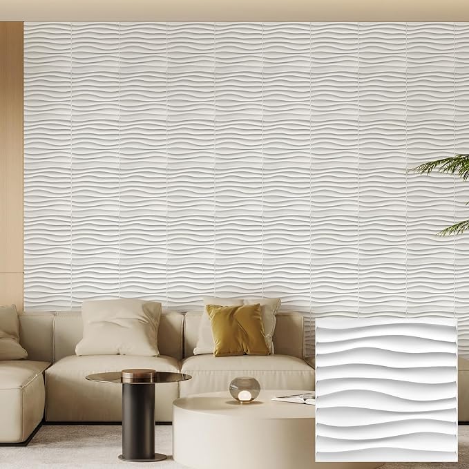 Heikki 30 Pack 3D Wall Panel for Interior Wall Décor, PVC Flower Textured Wall Panels for Living Room Bedroom Hotel Office, 11.8"x11.8", Double-Sided Tape (White-SMW) by YourBestChoices