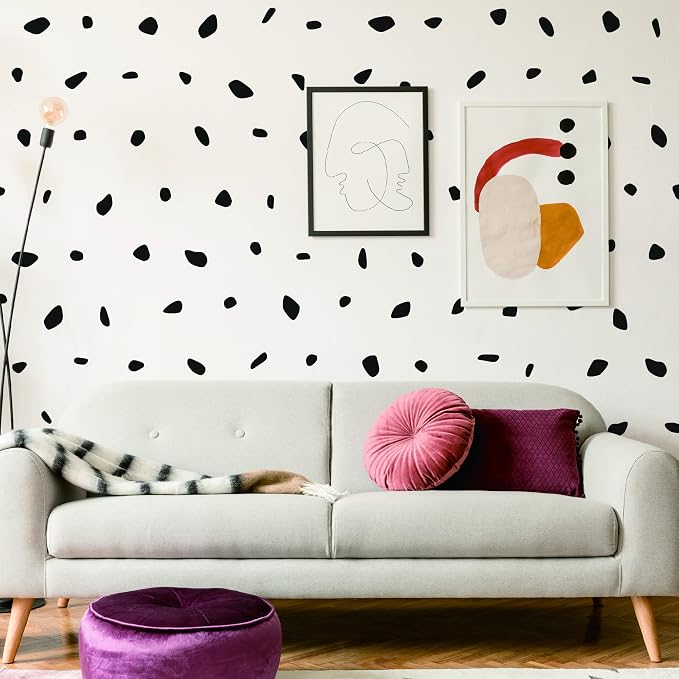 Black Polka Dot Wall Decals, Modern Dalmatian Spots Wall Décor | Matte vinyl spot stickers for a playful accent wall in minutes. Peel and stick for nursery, bedroom, bathroom, living room. - Image 3