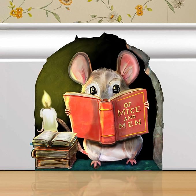 Mouse Reading Book Wall Sticker Decal – Kids Room, Classroom, Home Decor, Bookcase, Book Lover Gift, Children's Bedroom, Nursery, Cute Mouse, MICESTERPIECE by Micesterpiece