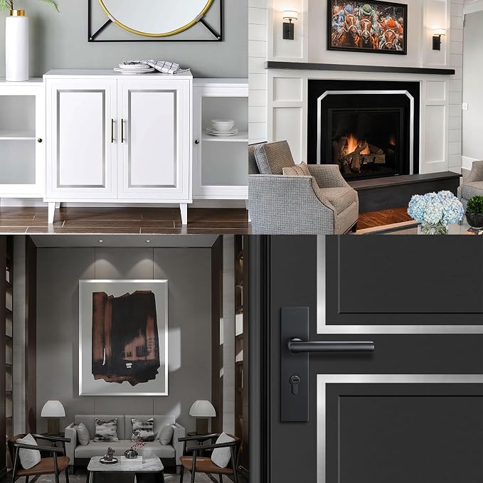 Silver Metalized Mirror-Like Finish Molding Trim, Peel and Stick Strip for Mirror Frame, Wall, Fireplace and Home DIY Decoration (32.8 ft x 0.4 inch) - Image 5