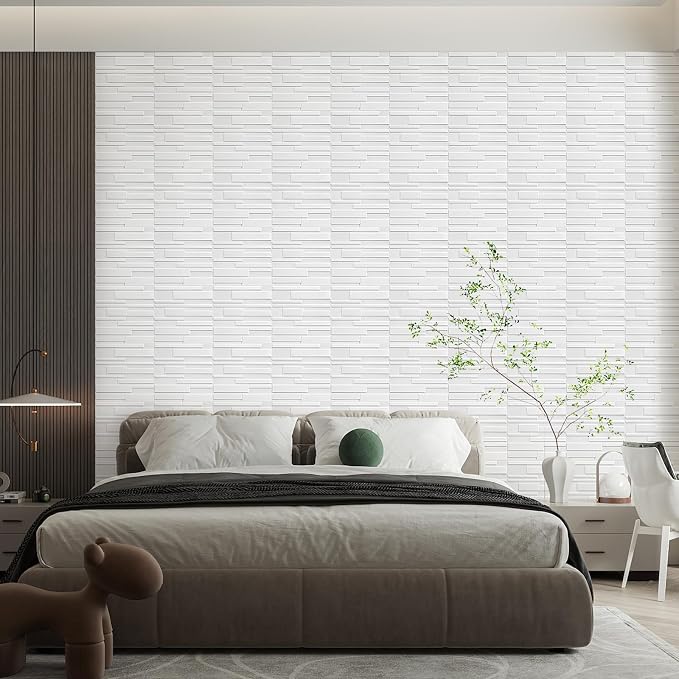 Heikki 30 Pack 3D Wall Panel for Interior Wall Décor, PVC Flower Textured Wall Panels for Living Room Bedroom Hotel Office, 11.8"x11.8", Double-Sided Tape (White-SY) - Image 7