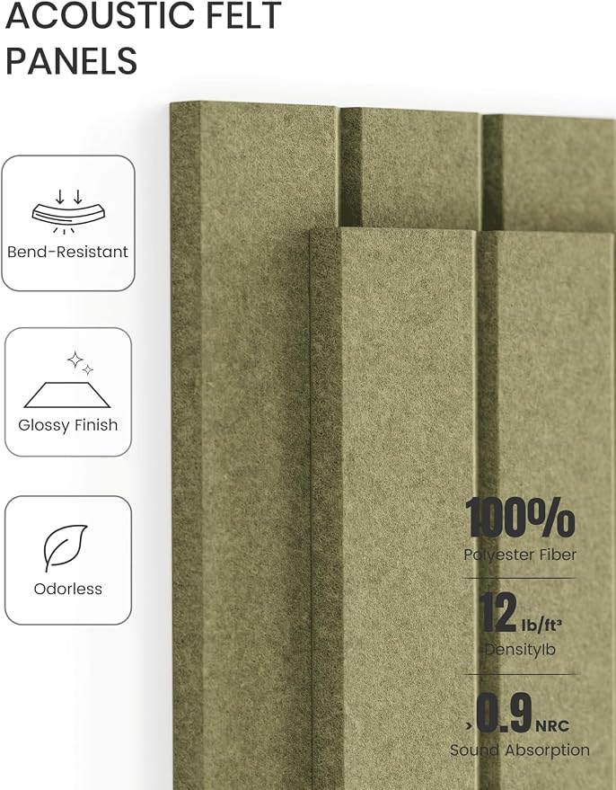 Fluxynara 48" x 36" Large Felt Bulletin Board, Olive Green | 12 Pack Cork Board Alternative with 60 Safe Adhesive Tabs, Pin Boards for Wall Decor, Home, Office, Classroom,Dorm - Image 5