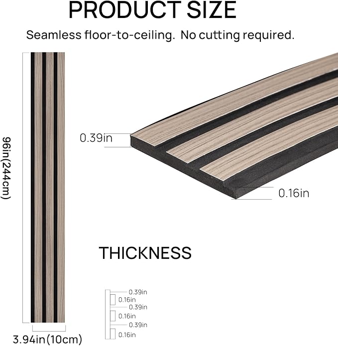 Peel and Stick Slat Wall Panels, 4" x 96" Self-Adhesive Light Walnut Faux Wood Accent Wall Panels, Removable 3D PVC Soundproof Wall Panels for Bedroom, Living Room, TV Background & Home Décor - Image 3