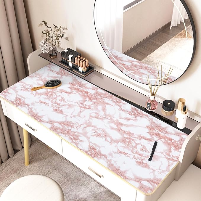 Marble Contact Paper Pink Peel and Stick Wallpaper for Kitchen Countertop | 17.7 in x 393.7 in Marble Granite Self-Adhesive Wallpaper Cabinets Drawer Shelf Wall Crafts Wall Paper Decorations - Image 3