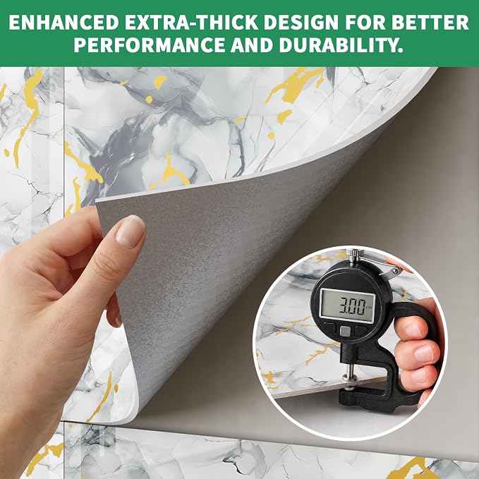 10pcs Marble Peel and Stick Backsplash Wall Tiles, Waterproof Shower Wall Panels, 11.8"x11.8" Peel and Stick Tile for Home Bathroom, Kitchen, Washroom, Living Room, Blue and Gold (Not Real Tile) - Image 6