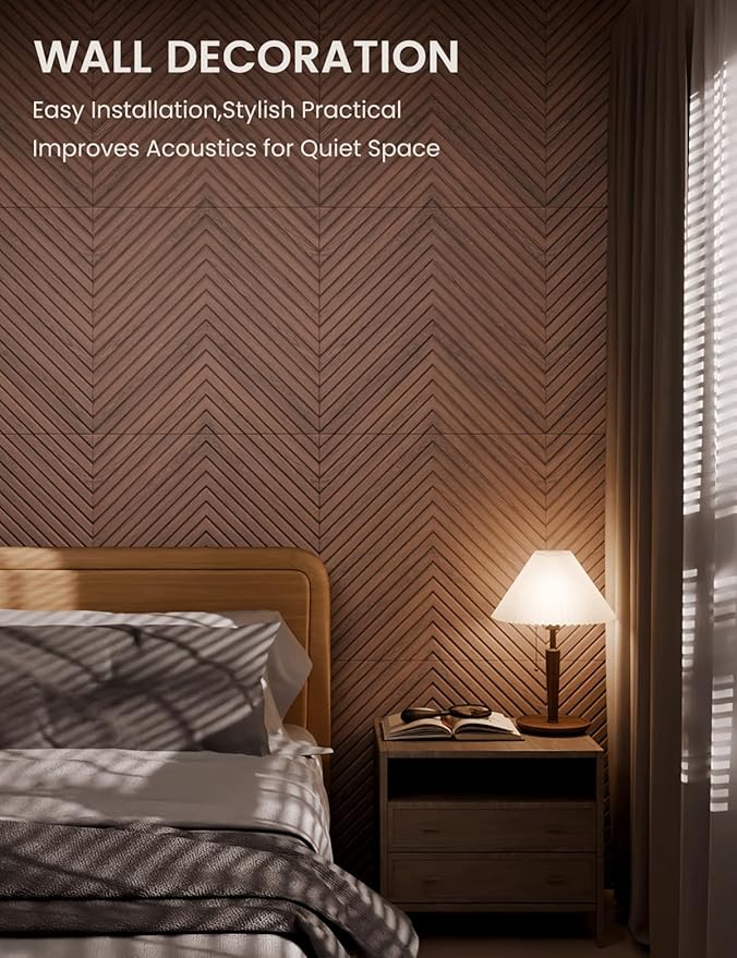 Fluxynara 6-Pack Large Felt Bulletin Board, Walnut Pyramid | 70.87" x 47.24" Cork Board Alternative, Acoustic Wall Panels with 60 Adhesive Tabs for Recording Studios and Home Offices - Image 6