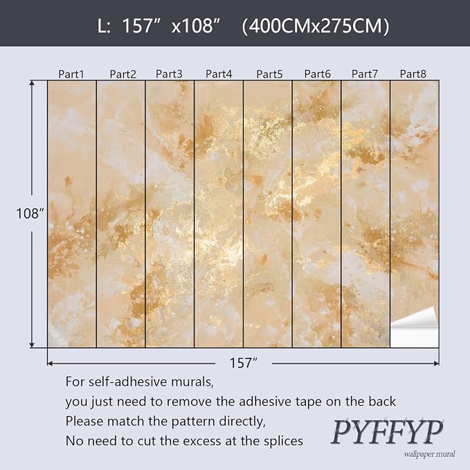 PYFFYP-Gold Marble Peel and Stick Wallpaper murals Abstract Art Sticker - Image 5