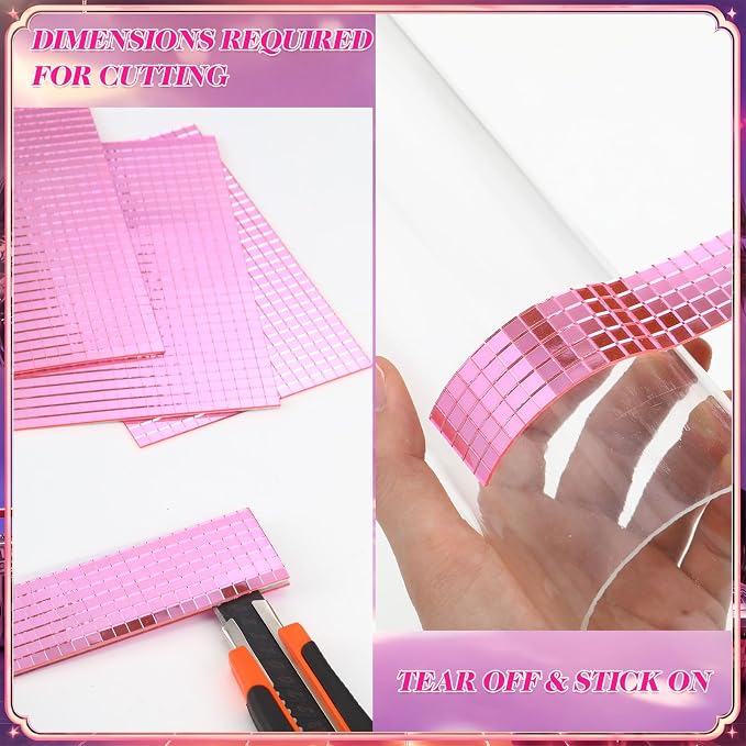 10800 Pieces Pink Disco Mirror Tile Self-Adhesive Mirrors Mosaic Tile - Image 4