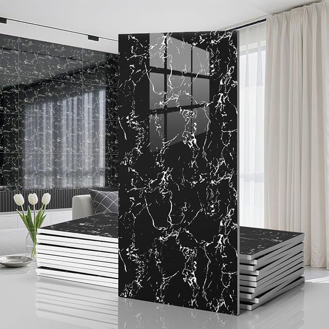 10 PCS Marble Peel and Stick Wall Panels 23.6"x11.8" Sticker | Self Adhesive, PVC, Waterproof Backsplash Tile for Bathroom, Kitchen, Living Room, Style14 by Unknown