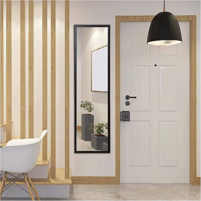 LFT HUIMEI2Y Door Mirror Full Length, Wall-Mounted Mirror Black 50" x14" - Image 8