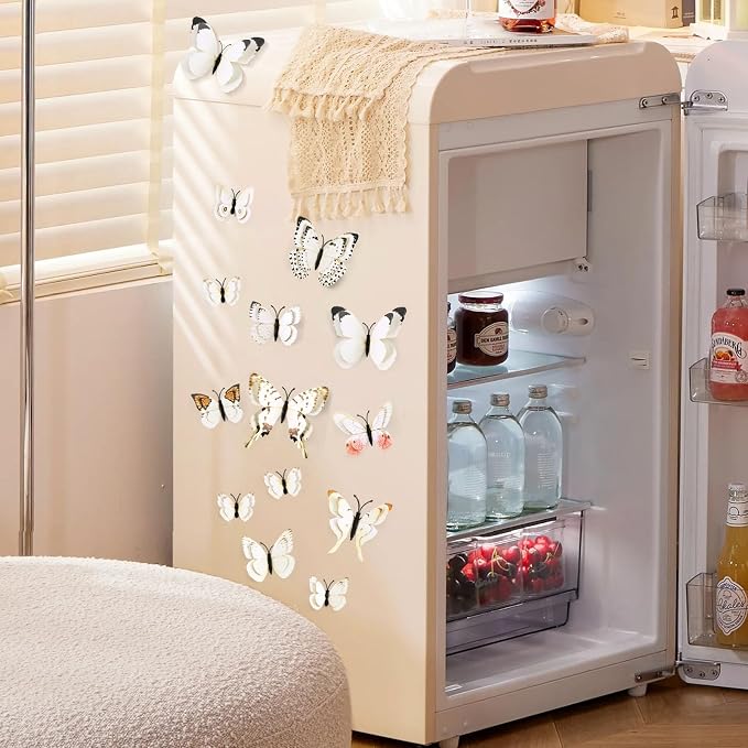 SAOROPEB 3D Butterfly Wall Decor, 72 Pcs White Butterfly Decorations | Double Layer for Party Decorations Locker Decor Refrigerator Decal, Reusable - Image 4