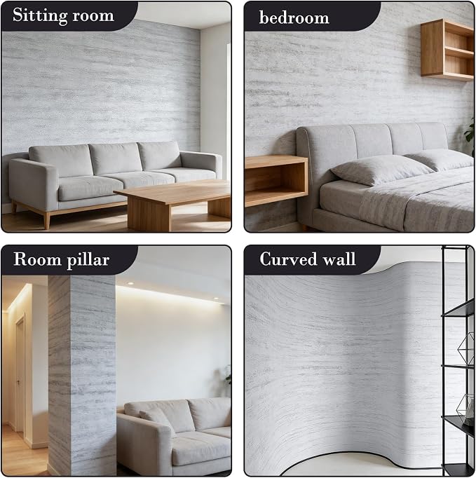 Peel and Stick 3D Wall Panels PVC Gray Faux Travertine Textured 15.7" x 118.1" PVC Self-Adhesive Waterproof Soundproof Removable Thick Wallpaper Wall Coverings for DIY Accent Wall & Ceiling - Image 6