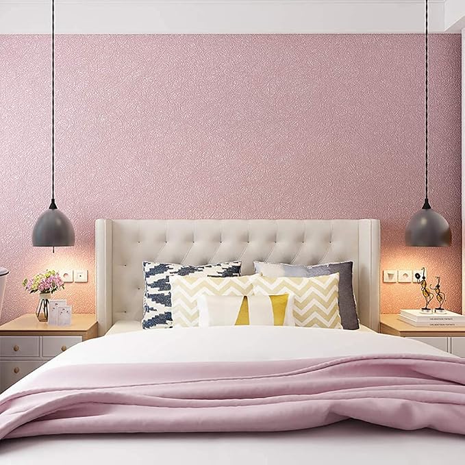 Pink Wallpaper Embossed Silk Self Adhesive Peel and Stick Contact Paper | 15.7" X 393.7" Removable Waterproof Bathroom Home Decorative Vinyl Wrap Film Cabinet Furniture Countertop Shelf Paper - Image 9
