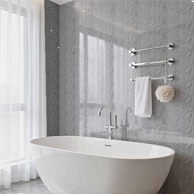 10 PCS Marble Peel and Stick Wall Panels 23.6"x11.8" Sticker | Self Adhesive, PVC, Waterproof Backsplash Tile for Bathroom, Kitchen, Living Room, Style12 - Image 6