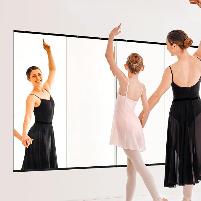 Home Gym Mirror for Wall, 60x25x2PCS Frameless Full Length Mirror, Black - Image 3