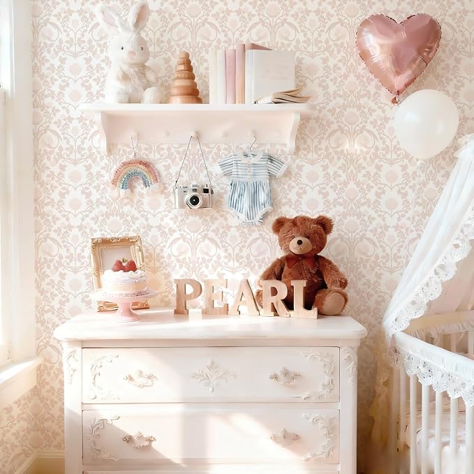 YXTII 17.3"×78.7" Pink Peel and Stick Wallpaper, Floral Wallpaper for Bedroom Bathroom Self Adhesive Removable - Image 3