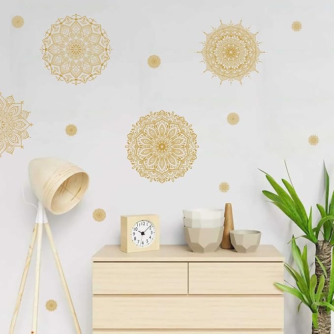 Gold Mandala Wall Stickers Mandala Decals for Windows Modern Wall Art Mural | Headboard vinyl decoration, lotus peel and stick, removable, self adhesive, for bedroom living room yoga room home gym decor - Image 7